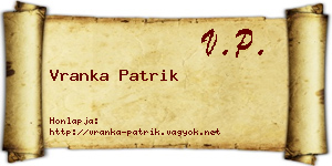 Vranka Patrik névjegykártya